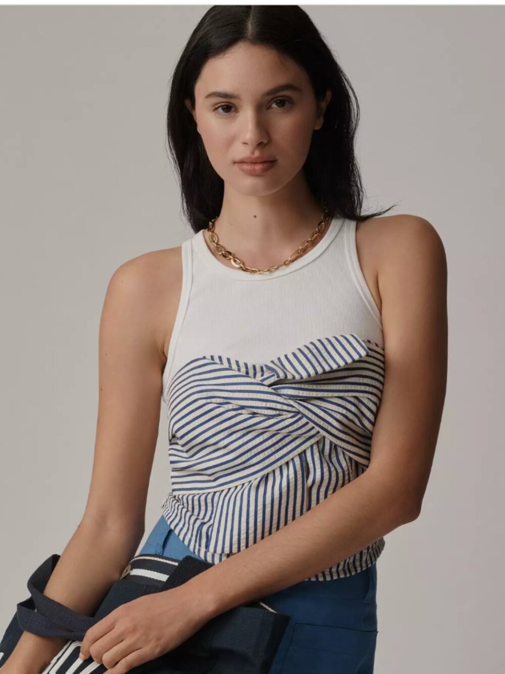 Anthropologie Porridge Striped bow Twofer Top - Size S